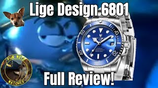 Lige Design 6801 Automatic Dive Style Watch Review [upl. by Pappano830]