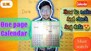 One page calendar  2024  Full tutorial  How to make one page calendar  Check any date in it [upl. by Eimme]