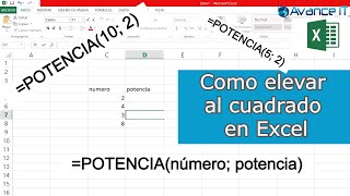 Como elevar al cuadrado en Excel [upl. by Mahoney]