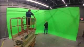 Timelapse  Installing the Green Screen Background Cyc Studio at NewTek [upl. by Olleina]