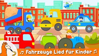 Auto Kinderlied  12 Fahrzeuge für Kinder  Kipplaster Polizei Traktor Feuerwehr Müllauto uvm [upl. by Scevo]