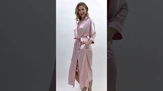 Long Pink Satin Robe style fashion beauty beautiful relaxing relaxingmusic silk sleep [upl. by Yrebmik]