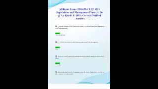 MIDTERM EXAM EDF6224 EDF 6224 LATEST 2024 2025 UPDATE SUPERVISION AND MANAGEMENT FLUENCY QS EN AS GR [upl. by Notseh265]