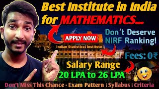 ISI Exam 2024 How to Crack the Best Institute for Mathematics ✅ ⋮ ISI Kolkata Bangalore Delhi 🔥😍 [upl. by Ferrel]