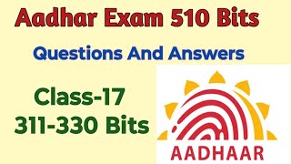 Aadhar Questions and Answers for Operator Supervisor ExamAadhar 510 Bits for Exam [upl. by Eerased]