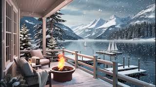 Winter Wonderland Cozy Firepit amp Snow Relaxation Music [upl. by Esihcoc]