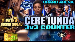 3v3 CERECALFULCRUM COUNTER wBOSSKGREEFMANDALORIAN  SWGOH GRAND ARENA [upl. by Blount]