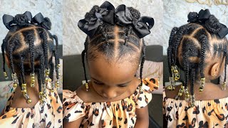 EASY PROTECTIVE STYLE FOR TODDLERS NATURAL HAIR  BRAIDS amp BEADS STYLE [upl. by Uzial]