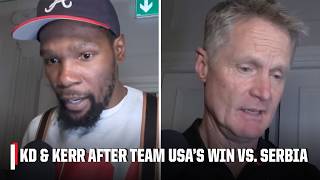 KD calls Team USA the BEST TEAM hes ever been on  Kerr gives credit to Steph Curry 🥇  ESPN [upl. by Kinna]