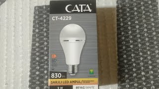 CATA CT4229 E27 DUY 6400K 5060Hz 220240V 830IM 8SAATHOUS 9W ŞARJLI LED AMPUL BEYAZ WHİTE [upl. by Ahtnamys488]