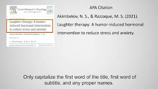 Citing a Journal Article in APA Format [upl. by Sollie269]