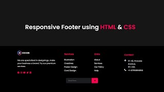 Responsive Footer Design using HTML amp CSS  HTML CSS footer design with source code [upl. by Sharma]