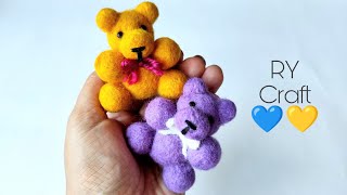 Pompom Teddy bear Wool bear DIY toys Production of a toy using a felting needle [upl. by Rudman]