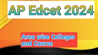 AP EDCET 2024 COLLEGES LIST I AP EDCET2024 I AP EDCET AREA WISE COLLEGES LIST I PNK education [upl. by Helban]