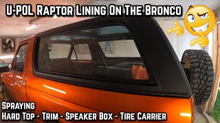 Spraying UPOL Raptor Truck Bed Liner On The Candy Orange Painted 1983 Ford Bronco Hard Top And Trim [upl. by Esom521]