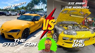 MK5 Supra vs MK4 Supra 2JZ or B58 HUGE SUPRA MEET [upl. by Jayne]