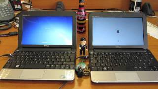 Dell mini 10v Windows 7 vs Mac OS X Leopard Boot Time [upl. by Lyon400]