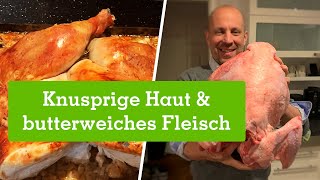 Thanksgiving Truthahn Rezept  knusprige Haut amp butterweiches Fleisch Corona Edition 2020 [upl. by Elfreda]