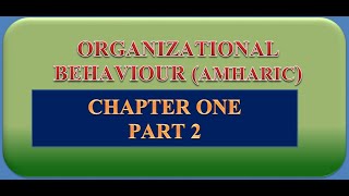 organizational behavior chapter 1 part 2 [upl. by Adnolor]