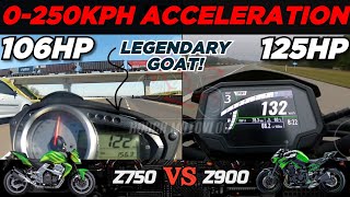 Kawasaki Z750 🆚️ Kawasaki Z900  0250kph Acceleration  Top Speed Attempt 🔥 [upl. by Eednam]