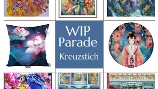 Flosstube WIP Parade 🪡 Meine Angefangen Stickprojejte [upl. by Lorak]