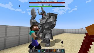 Herobrine VS Ferrous Wroughtnaut 1v1 Mowzies Mobs Boss Battle Minecraft [upl. by Botnick942]