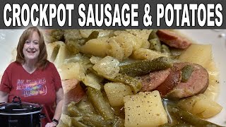 CROCKPOT SAUSAGE amp POTATOES RECIPE  DUMP amp GO EASY MEAL  COOK WITH ME IN CROCKPOT [upl. by Acinnej14]