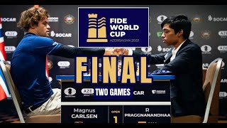 Praggnanandhaa vs Magnus Carlsen  FIDE World Cup 2023  FINAL [upl. by Kurtzman796]