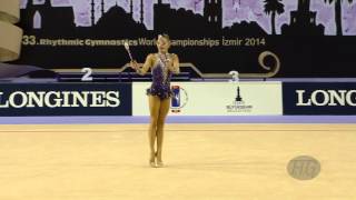 STANIOUTA Melitina BLR  2014 Rhythmic Worlds Izmir TUR  Qualifications Clubs [upl. by Trahurn]