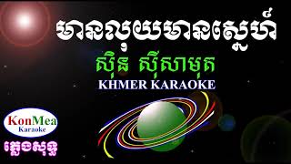 មានលុយមានស្នេហ៍ គ្រាន់តែសុំស្នេហាស៊ិន ស៊ីសាមុត ភ្លេងសុទ្ធ  Mean Luy Mean Sne  KonMea Karaoke [upl. by Valina]