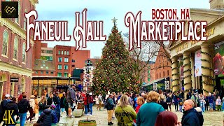 Boston MA Walking Tour 4K  Faneuil Hall Quincy Market [upl. by Noswal]