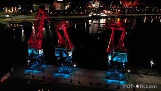 2021 03 22  Szczecin nocą  4k  przelot dronem [upl. by Dubois]