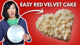 How To Turn a Round Cake Into A Heart ❤️ BEST Red Velvet Cake Recipe [upl. by Neelrihs]