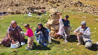 Iran nomadic lifeNaders family journey to pastures and a butchery to prepare meat in mountainss🪓 [upl. by Ardnuassak976]