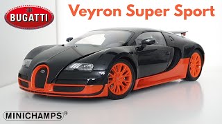 REVIEW MiniChamps 118 Bugatti Veyron Super Sport  Exposed CarbonTangerine [upl. by Nailliw21]