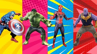 SUPERHERO COLOR DANCE CHALLENGE Team Spiderman vs Hulk vs Captain America vs Thanos 1 [upl. by Livia1]