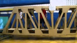 Full Sized 24 foot Cardboard Pratt Truss Bridge  Block 5  Held 1340 lbs 9 people [upl. by Madel36]