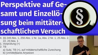 Perspektive auf Gesamt und Einzellösung beim mittäterschaftlichen Versuch [upl. by Teddie]