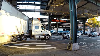 Truck making a tight turn from Queens Boulevard in Long Island City Queens NYC [upl. by Silevi]