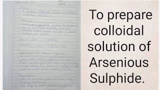 To prepare collodial solution of Arsenious Sulphidepreparation of lyophobic sol [upl. by Dorina726]