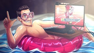 I WON A GAME OF FORTNITE LIVE IN A POOL [upl. by Ahsikad78]