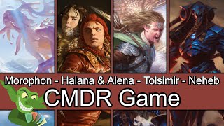 Morophon vs Halana amp Alena vs Tolsimir vs Neheb EDH  CMDR game play for Magic The Gathering [upl. by Anotyal]