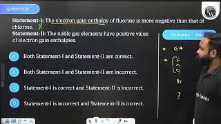 StatementI The electron gain enthalpy of fluorine is more negative than that of chlorineState [upl. by Nare]