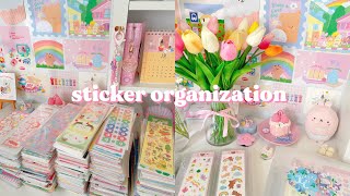 organizing my sticker collection  pt1 🎀 [upl. by Aitnas260]