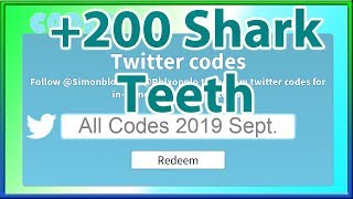 All Codes for SharkBite 200 Shark Teeth  2019 September [upl. by Ocirnor]