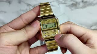 Cara Setting JamTangan Casio Vintage A100WEG9A  A100WEPC1B  A100WEGG1A  A100WE1A  A100WEG9A [upl. by Ynahirb]