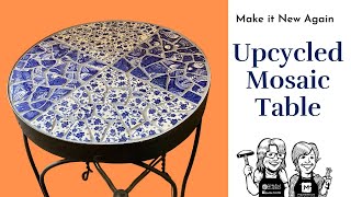 Mosaic Table Top with Vintage Base and Ceramic Tiles and Plates  DIY Tutorial [upl. by Henka]