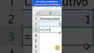 Como hacer en Excel que los numeros sean consecutivos  Shorts [upl. by Hinckley]