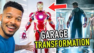 TRANSFORMING MY GARAGE INTO TONY STARKS IRONMAN HQ [upl. by Meeki]