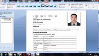 How To Insert Picture In ResumeCV  Microsoft Word Tutorial [upl. by Iver]